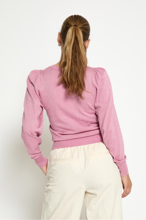 Peppercorn roze dames trui | Model achteraanzicht