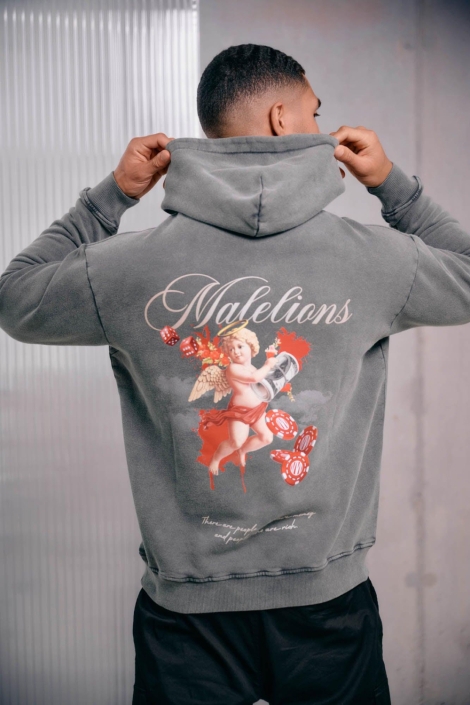 Malelions grijze heren sweater | Model achteraanzicht