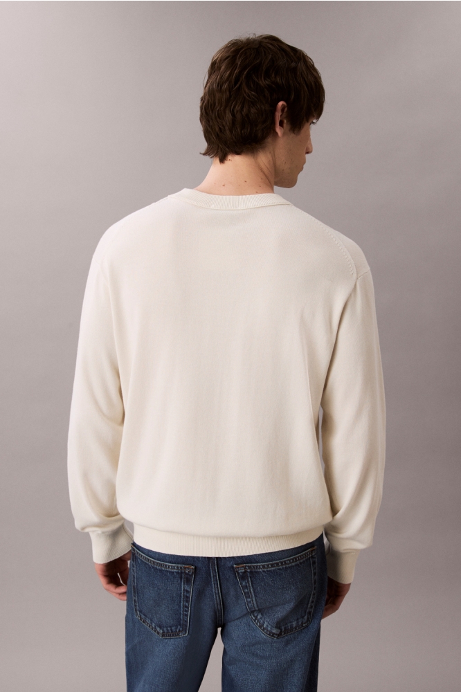 Calvin Klein beige heren trui | Model achteraanzicht