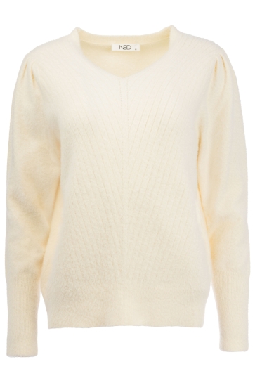 NED Trui BELINS LS RMJ FURRY KNIT 25W1 U172 02 01 ECRU