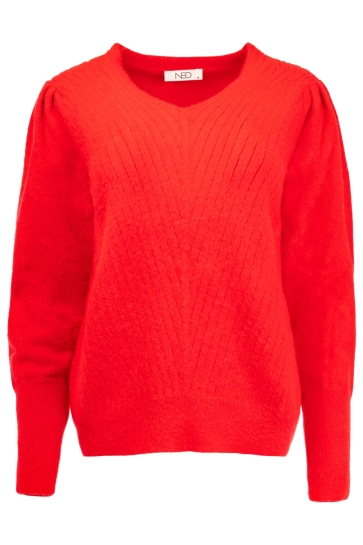 NED Trui BELINS LS RMJ FURRY KNIT 25W1 U172 02 12 red