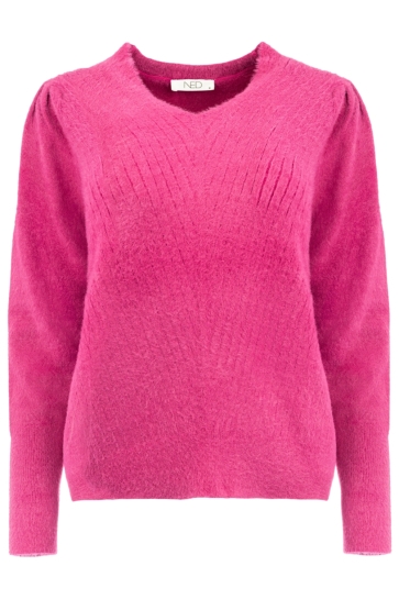NED BELINS LS RMJ FURRY KNIT 25W1 U172 02 467 fuchsia red
