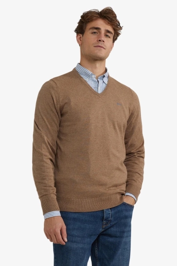 McGregor V NECK SWEATER MM999 1201 01 3500 WALNUT