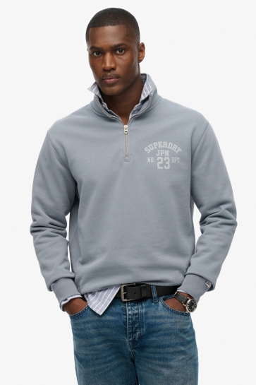 Superdry sweater ATHLETIC ESS HALF ZIP M2014089A FLINT STONE BLUE GREY