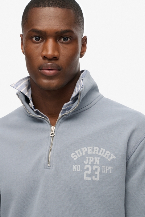 Superdry blauwe heren sweater | Close up
