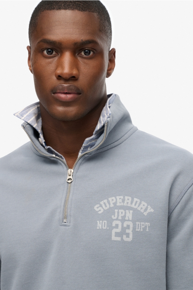 Superdry blauwe heren sweater | Close up