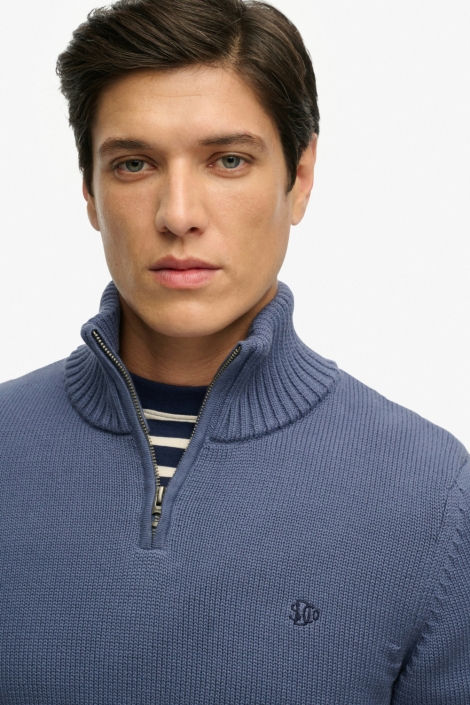 Superdry blauwe heren trui | Close up