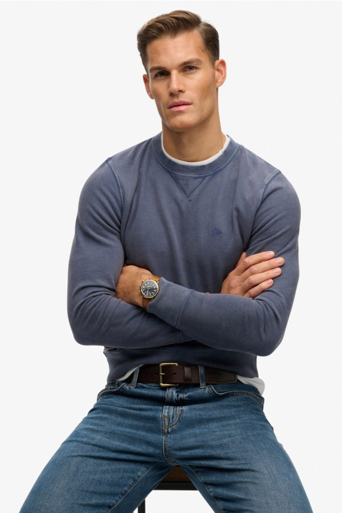 Superdry blauwe heren sweater | Model vooraanzicht