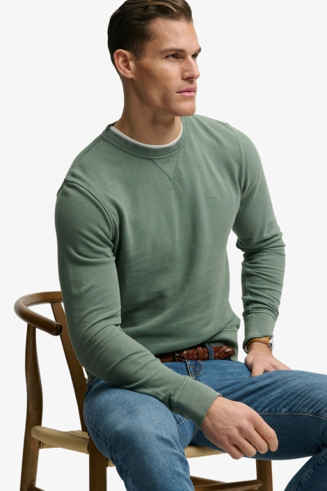 Superdry groene heren sweater | Model zijaanzicht