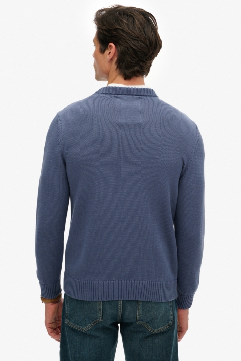 Superdry blauwe heren trui | Model achteraanzicht