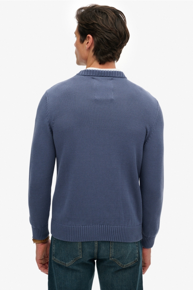 Superdry blauwe heren trui | Model achteraanzicht