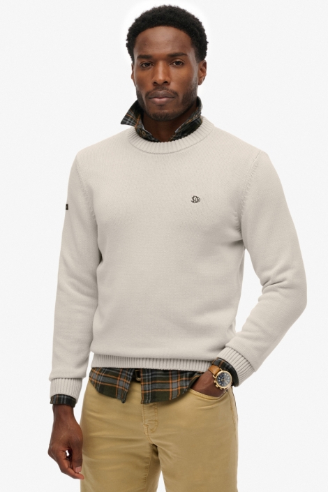 Superdry beige heren trui | Model vooraanzicht