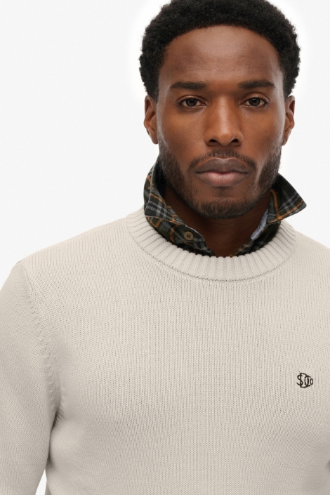 Superdry beige heren trui | Model vooraanzicht