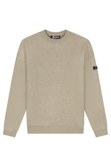 Malelions OVERSIZED KNITTED SIGNATURE SWEATER MM2 AW25 52 BEIGE