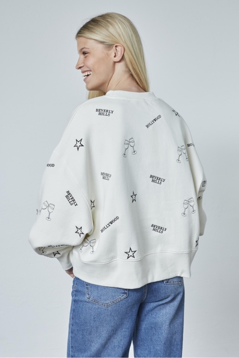 SisterS point witte dames sweater | Model achteraanzicht