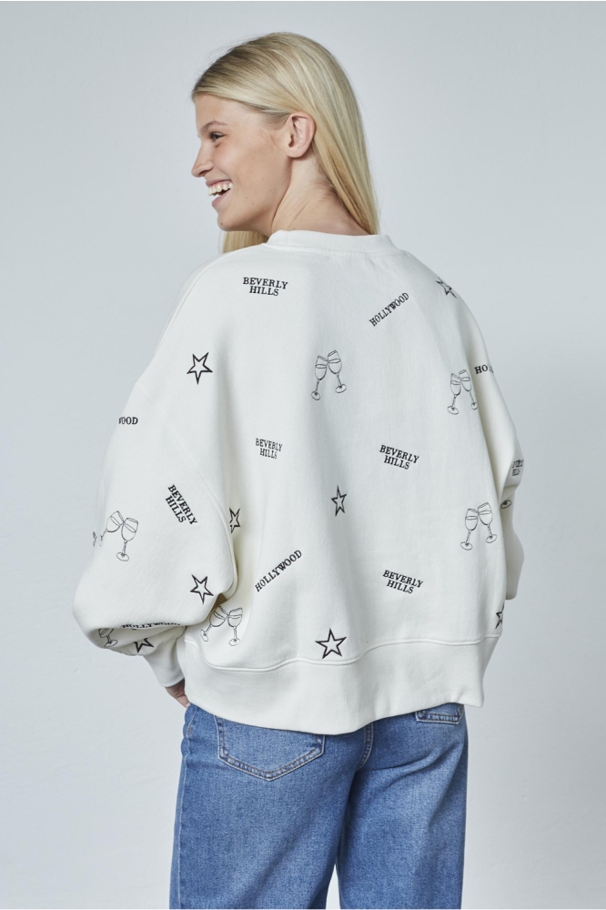 SisterS point witte dames sweater | Model achteraanzicht