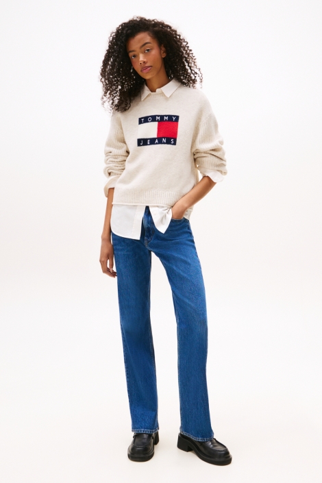 Tommy Jeans beige dames trui | Model