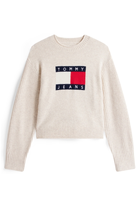 Tommy Jeans beige dames trui | Vooraanzicht