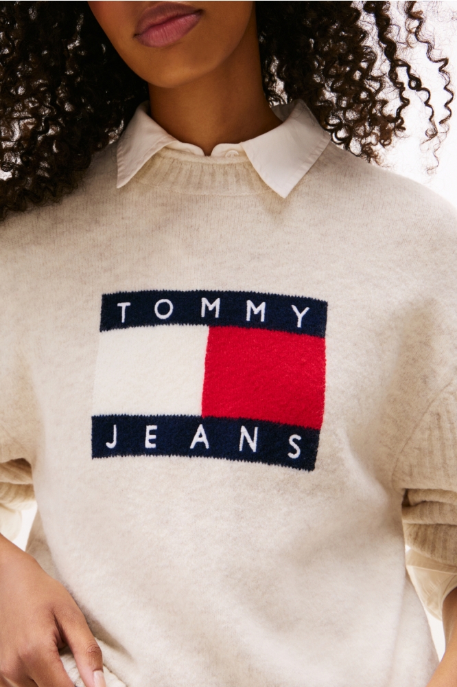 Tommy Jeans beige dames trui | Close up