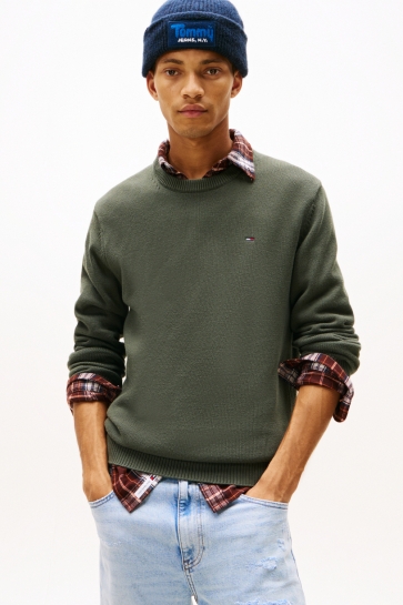 Tommy Jeans Trui TJM SLIM ESS SWEATER EXT DM0DM21787 MGH PEWTER GREEN