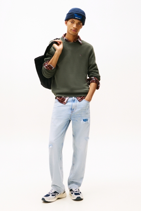 Tommy Jeans groene heren trui | Model