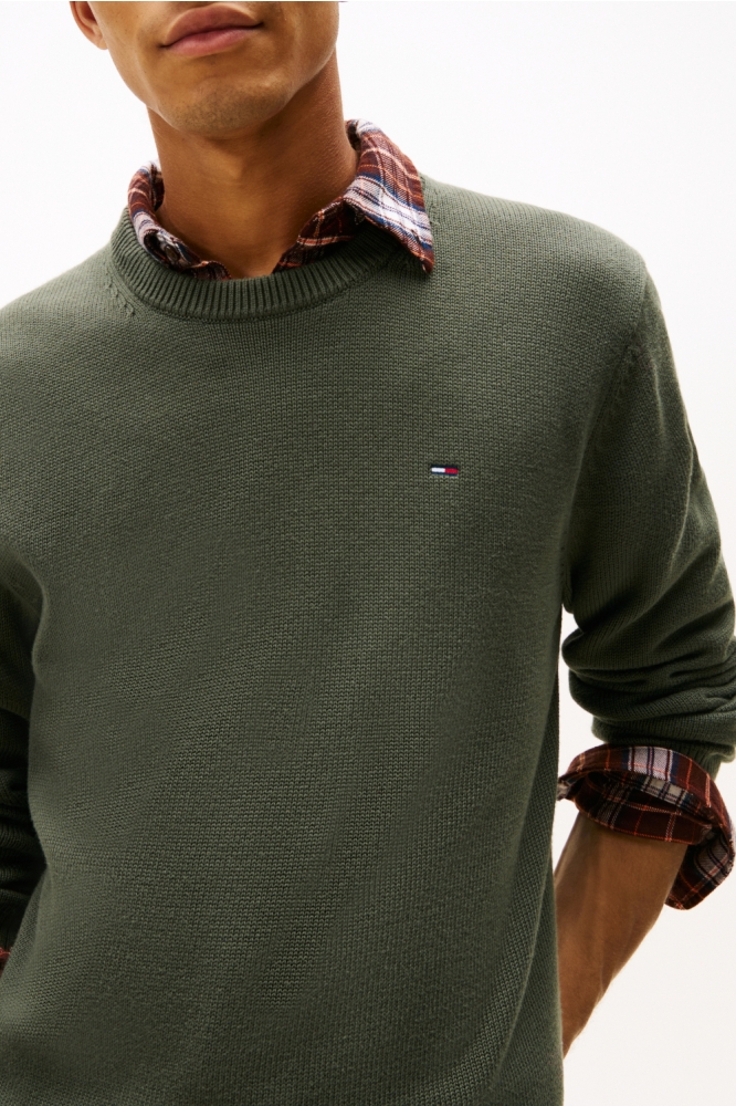 Tommy Jeans groene heren trui | Close up