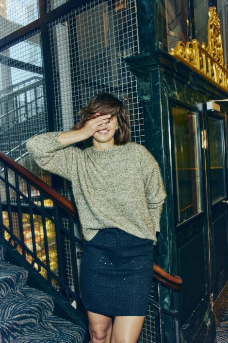 Freequent beige dames trui | Model vooraanzicht