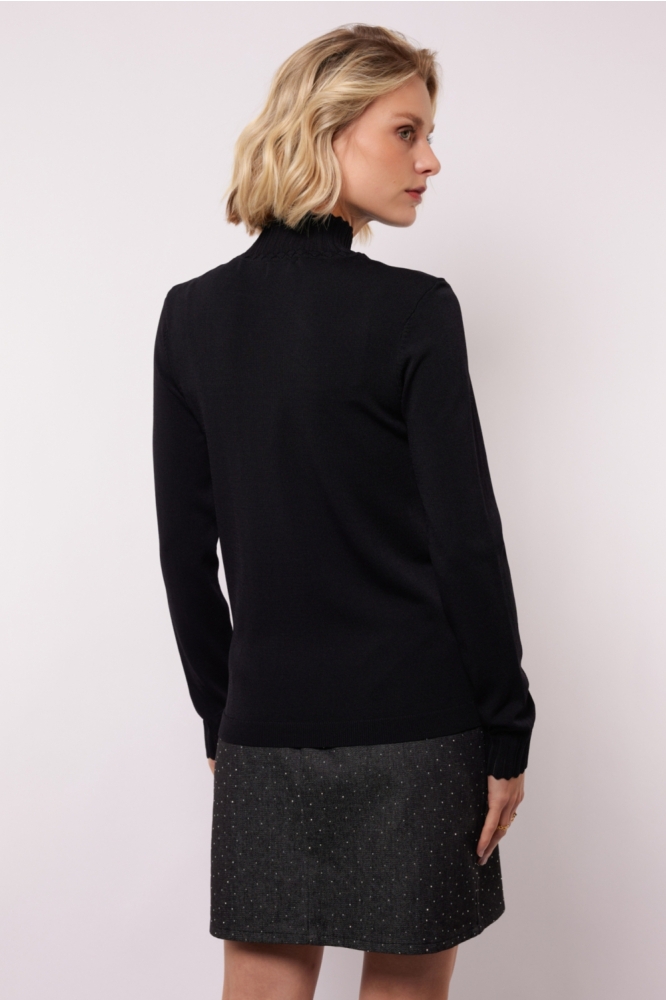 Fluresk zwarte dames sweater | Model achteraanzicht