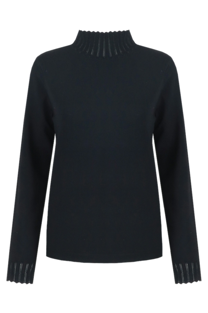 Fluresk zwarte dames sweater | Vooraanzicht