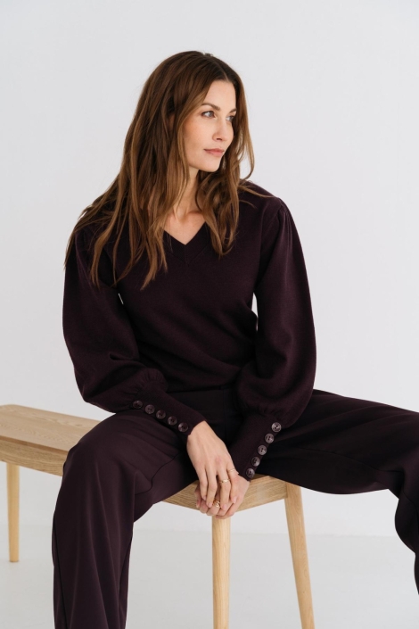 Maicazz paarse dames trui | Model vooraanzicht