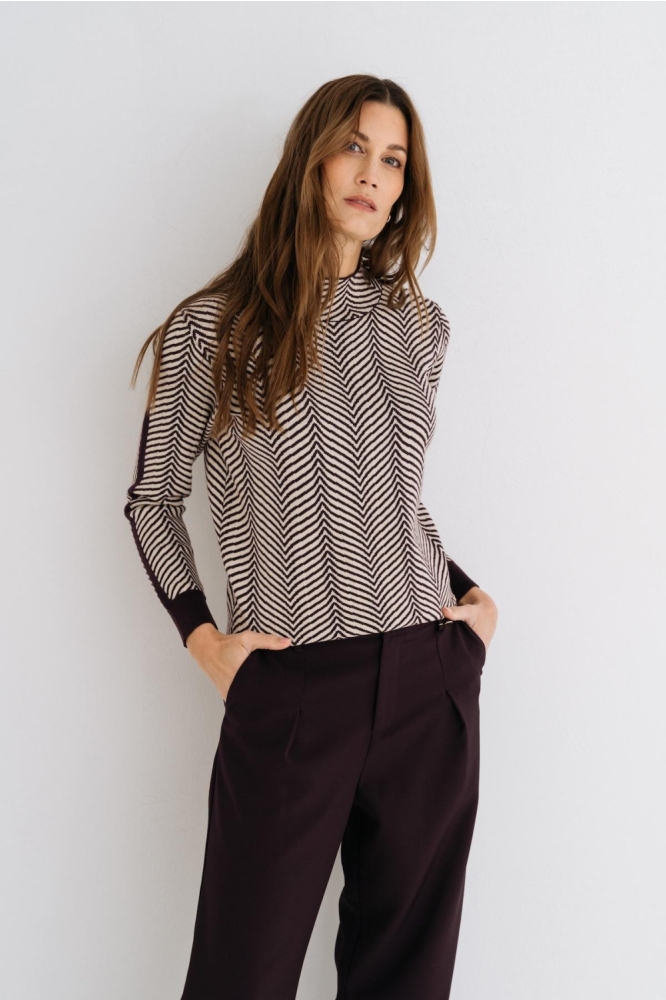 Maicazz paarse dames trui | Model vooraanzicht