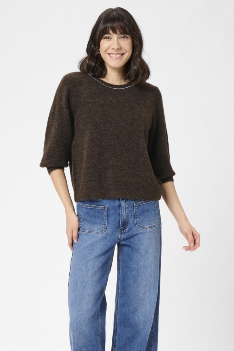 Kaffe bruine dames trui | Model vooraanzicht