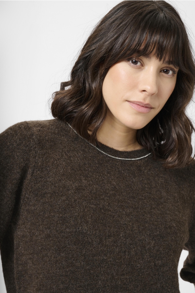 Kaffe bruine dames trui | Close up