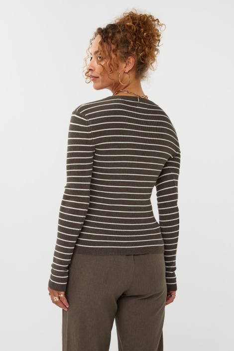 Ydence groene dames trui | Model achteraanzicht