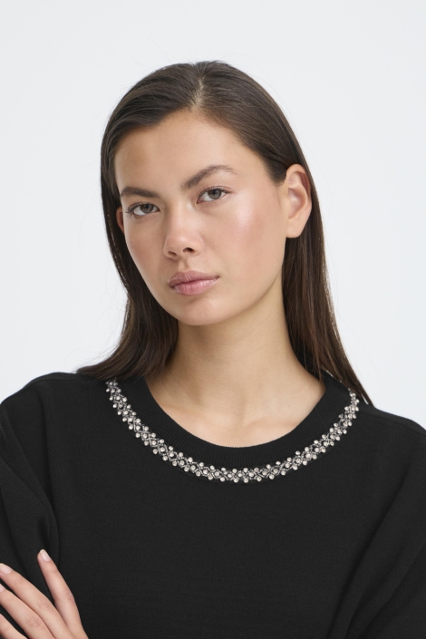 Ichi zwarte dames trui | Close up