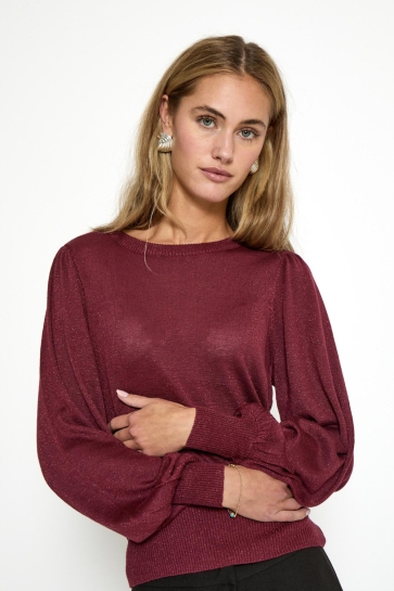 Minus Trui LIVA METALLIC LONG SLEEVE MI6506 7042MET CORDOVAN MET