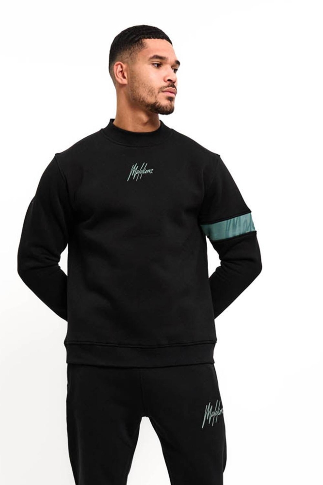 Malelions zwarte heren sweater | Model vooraanzicht