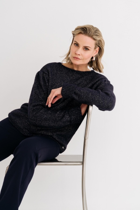 Maicazz blauwe dames trui | Model vooraanzicht