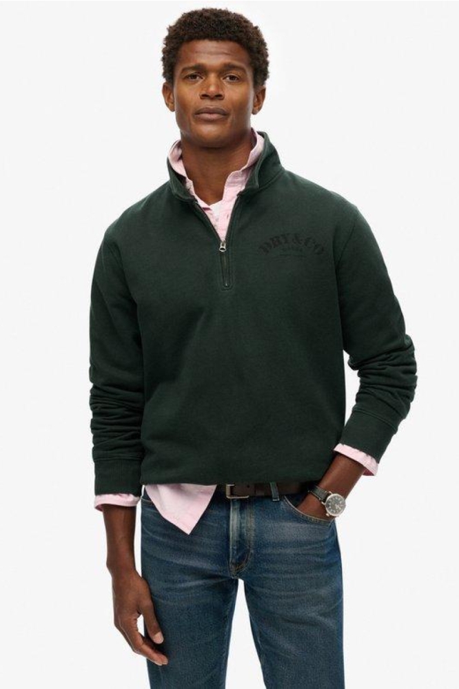 Superdry groene heren sweater | Model vooraanzicht