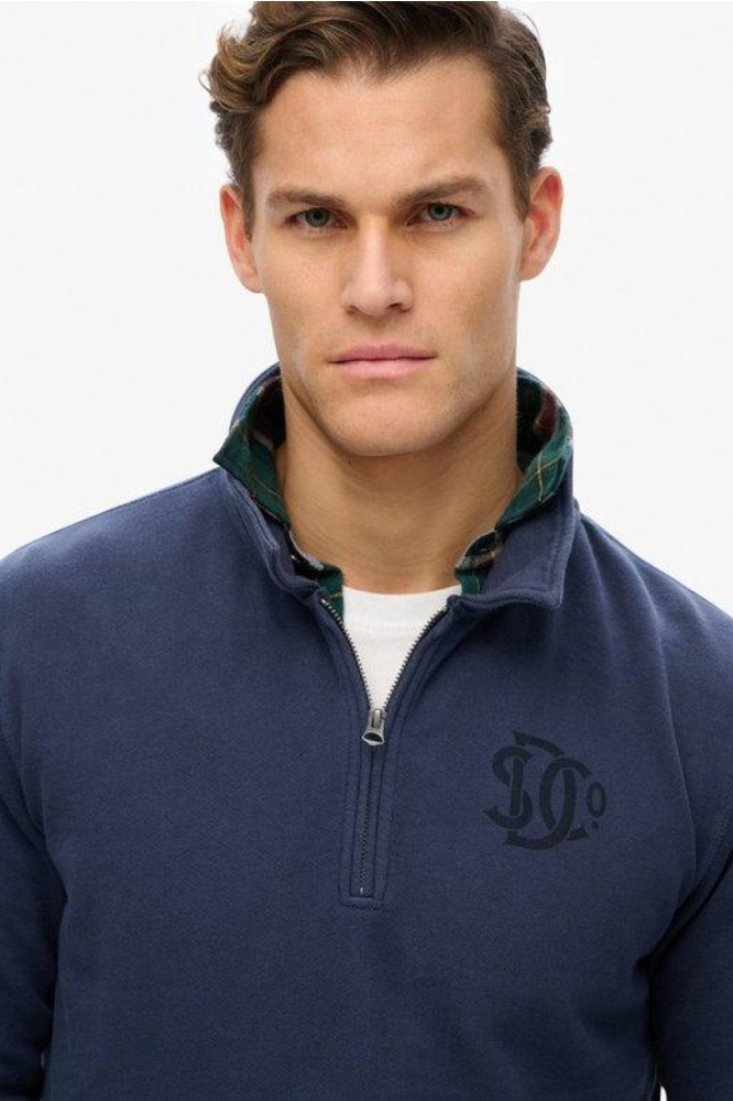 Superdry blauwe heren sweater | Close up