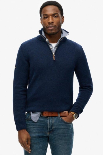 Superdry COTTON CLASSICS KNIT HENLEY M6110648A NAVY
