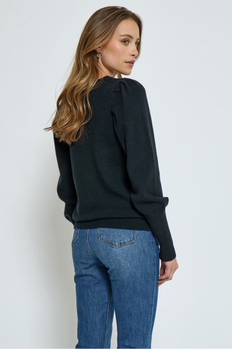 Peppercorn zwarte dames trui | Model achteraanzicht