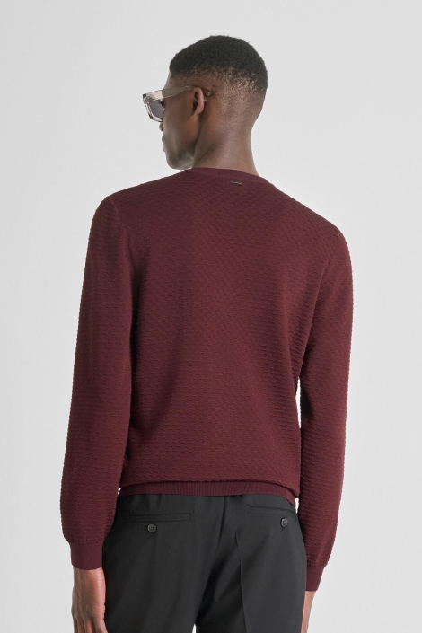 Antony Morato bordeaux heren trui | Model achteraanzicht