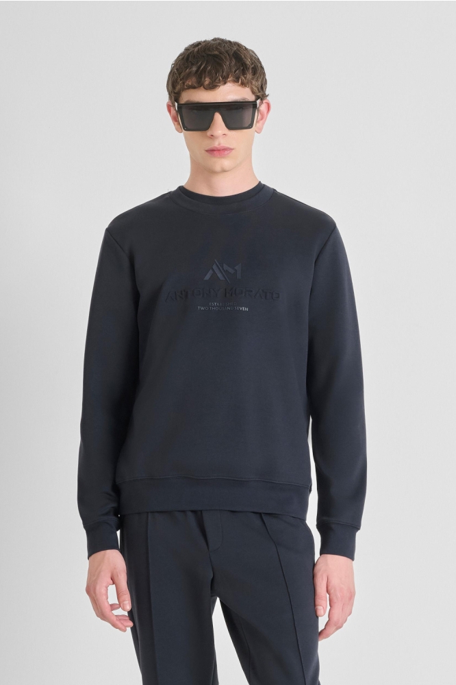 Antony Morato blauwe heren sweater | Model vooraanzicht