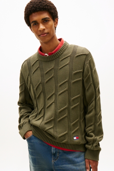 Tommy Jeans tjm reg chunky cable knt swt ext Groen