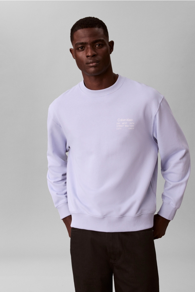 Calvin Klein blauwe heren sweater | Model vooraanzicht