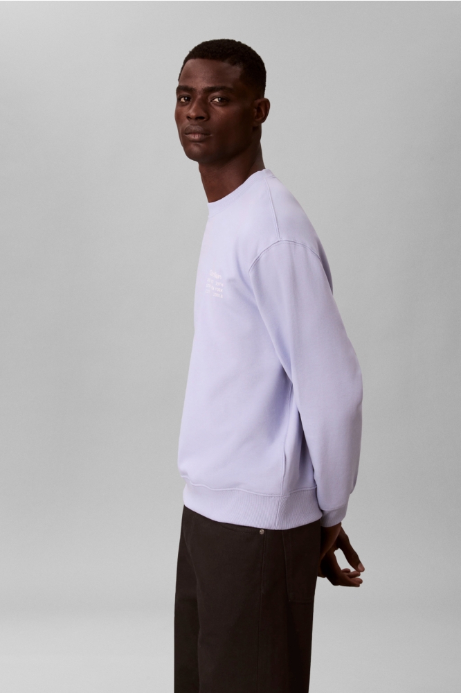 Calvin Klein blauwe heren sweater | Model zijaanzicht