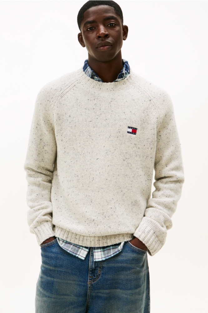 Tommy Jeans grijze heren trui | Model vooraanzicht