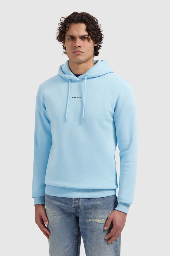 Pure Path blauwe heren sweater | Model vooraanzicht