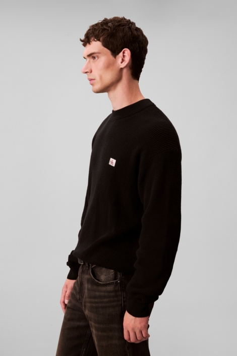 Calvin Klein zwarte heren sweater | Model zijaanzicht